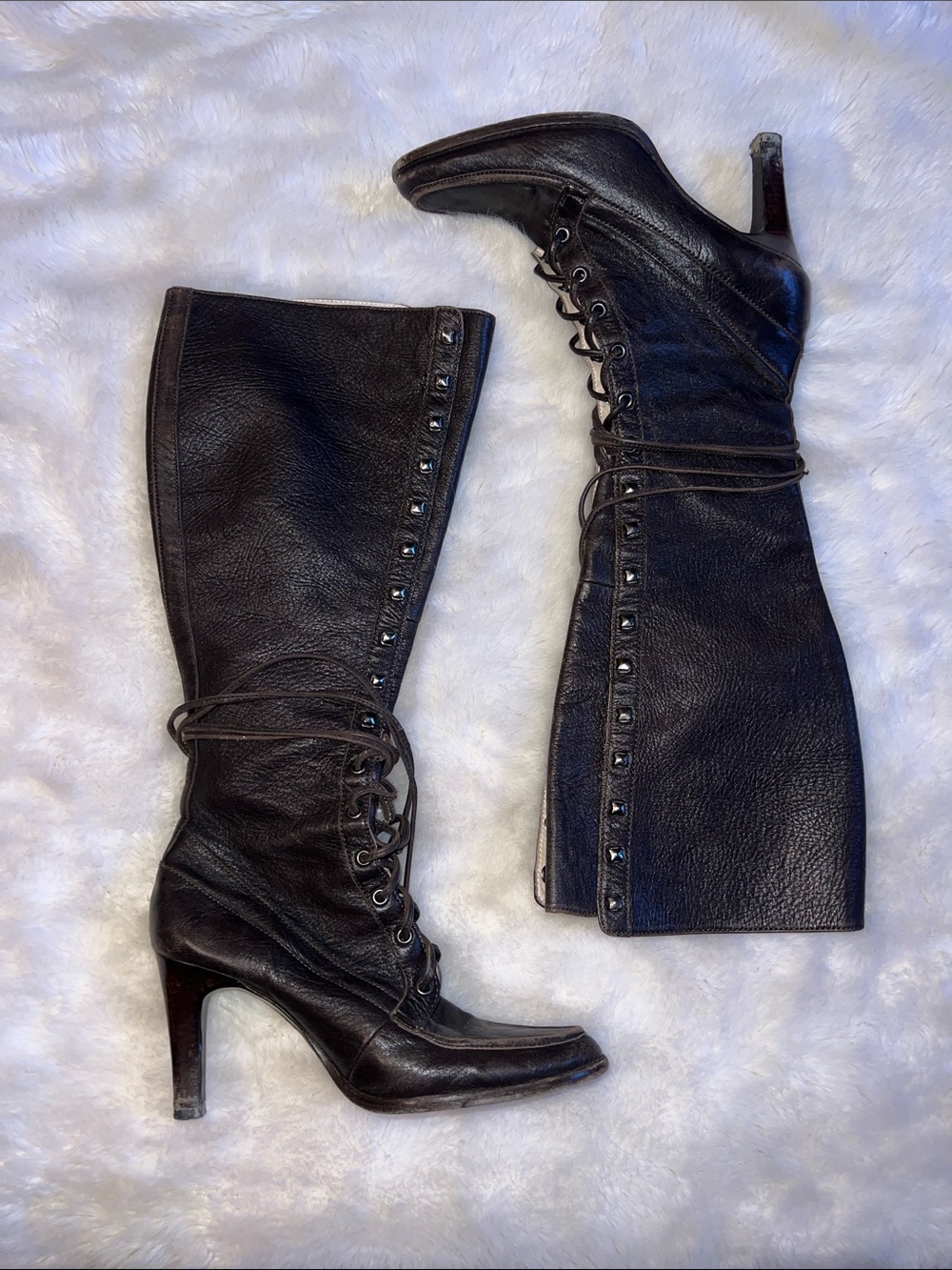 MICHAEL Michael Kors Brown Lace-Up Knee-High Boots